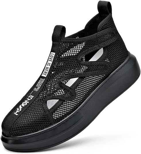 26.0 cm_ブラック Al Aoyama 5 CM UP メンズ 厚底サンダル 靴 身長UP 夏用スボーツサンダル 外履き 幅広い 黒