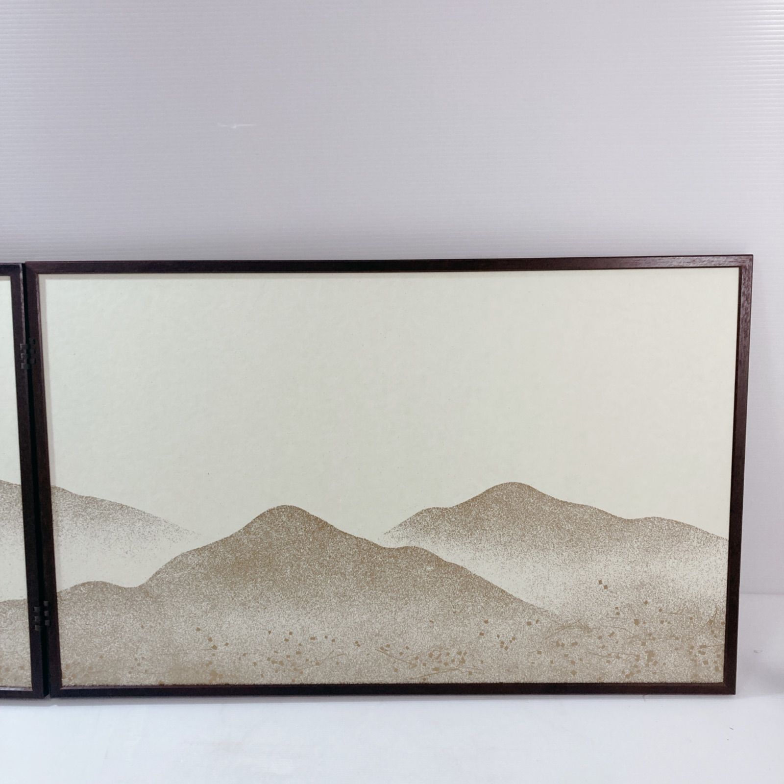 風炉先屏風 利休梅遠山 2枚折り屏風 伝統 アンティーク 茶道 風呂先