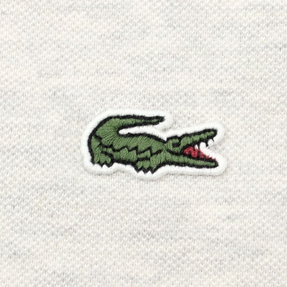 【中古】ラコステ LACOSTE 鹿の子コットン 半袖ポロシャツ オートミールxオフホワイト【サイズS】【メンズ】