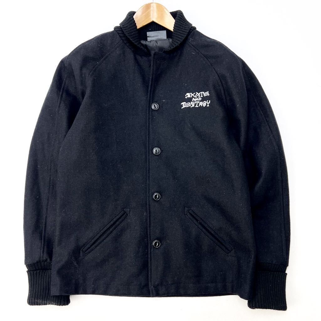 スラッシャー  THRASHER マガジン スタジャン メルトン バックロゴ S ブラック シンプルイズベスト スケボー ストリート 古着MIXAB189