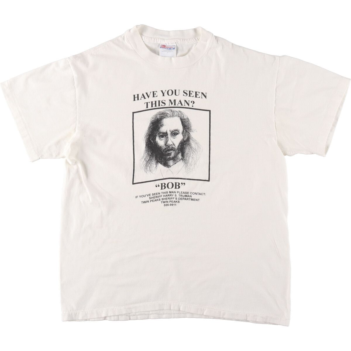 古着 90年代 ヘインズ Hanes BEEFY-T TWIN PEAKS ツインピークス ボブ テレビドラマ 映画 ムービーTシャツ USA製 メンズL相当/evb007053