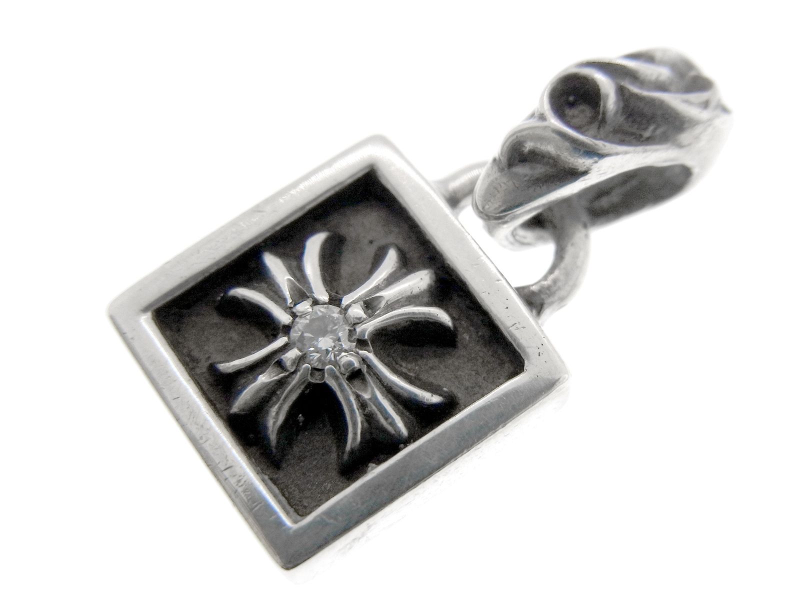 クロムハーツ CHROME HEARTS 【 FRAMED CH PLUS 1DIA 】 フレームド CHプラス 1ダイヤ シルバー ネックレス トップ 38175