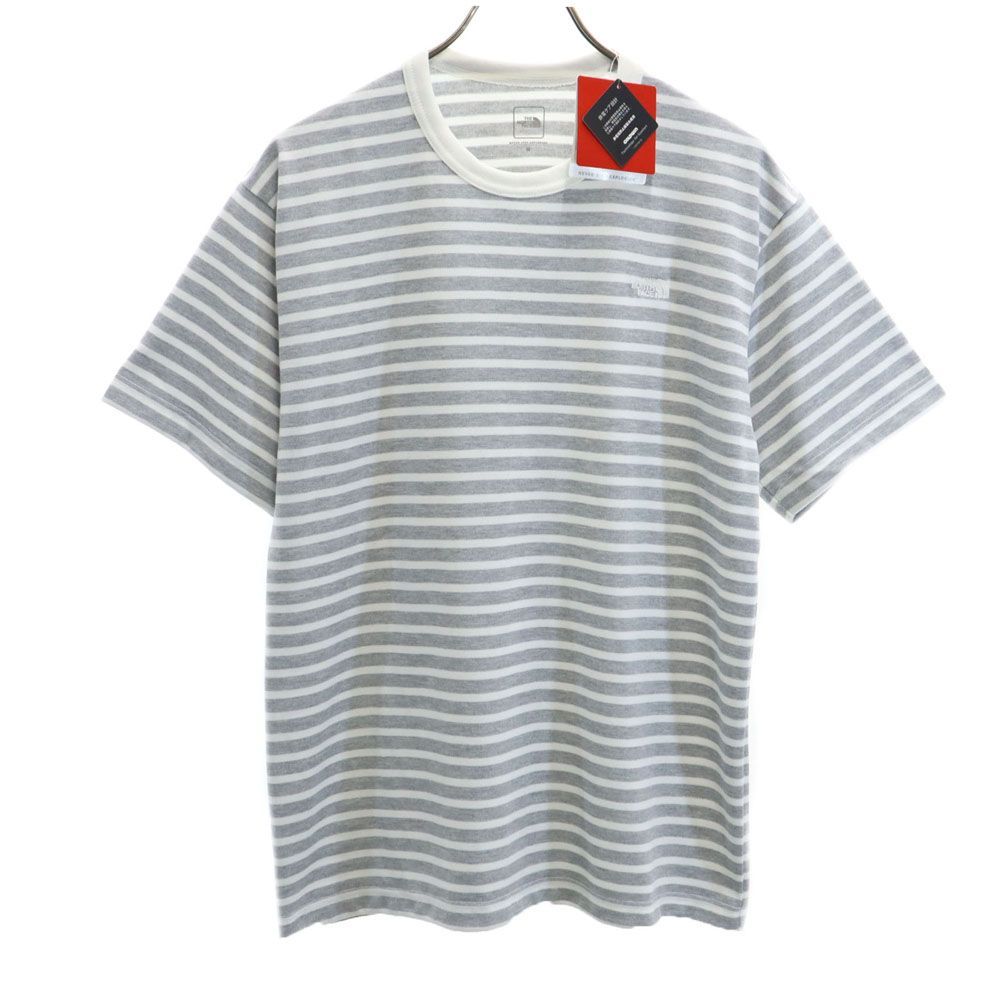 未使用 ノースフェイス アウトドア NT31940 ボーダー柄 半袖 Tシャツ M グレー 他 THE NORTH FACE メンズ 古着 【240509】 メール便可