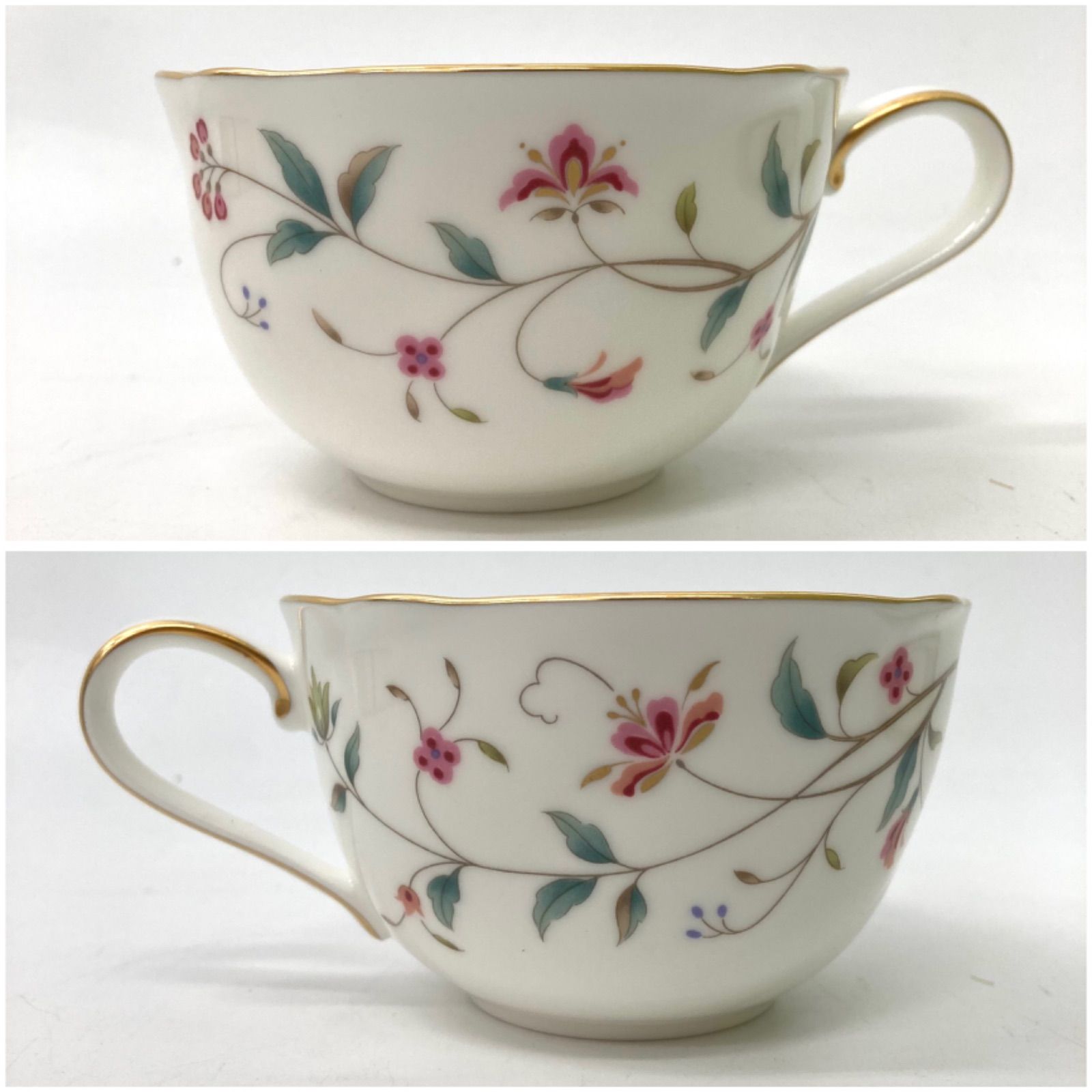 Noritake】ノリタケ 花更紗 金縁 ティーカップ&ソーサーセット 2セット 