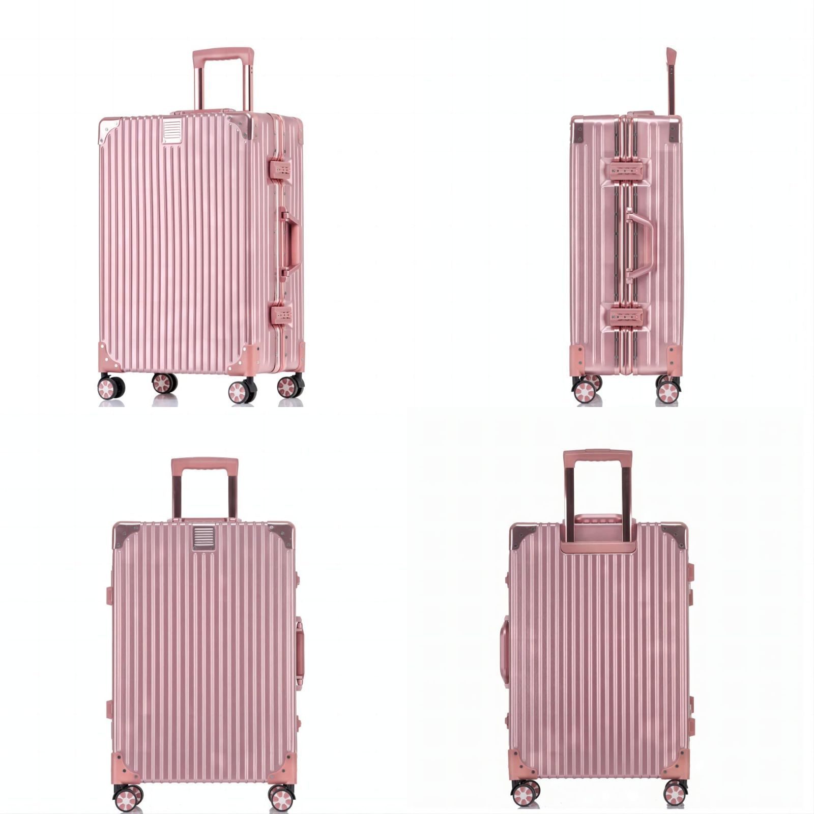 軽量キャリーバッグ 大型トロリーケース 静音ダブルキャスター 耐衝撃 預け入れスーツケース 旅行 ケース機内持ち込み ビジネス 出張 キャリー tsaロック付 アルミフレーム 保護カバー付き XLサイズ 7泊-10泊 スーツケース ローズゴールド Yuwei