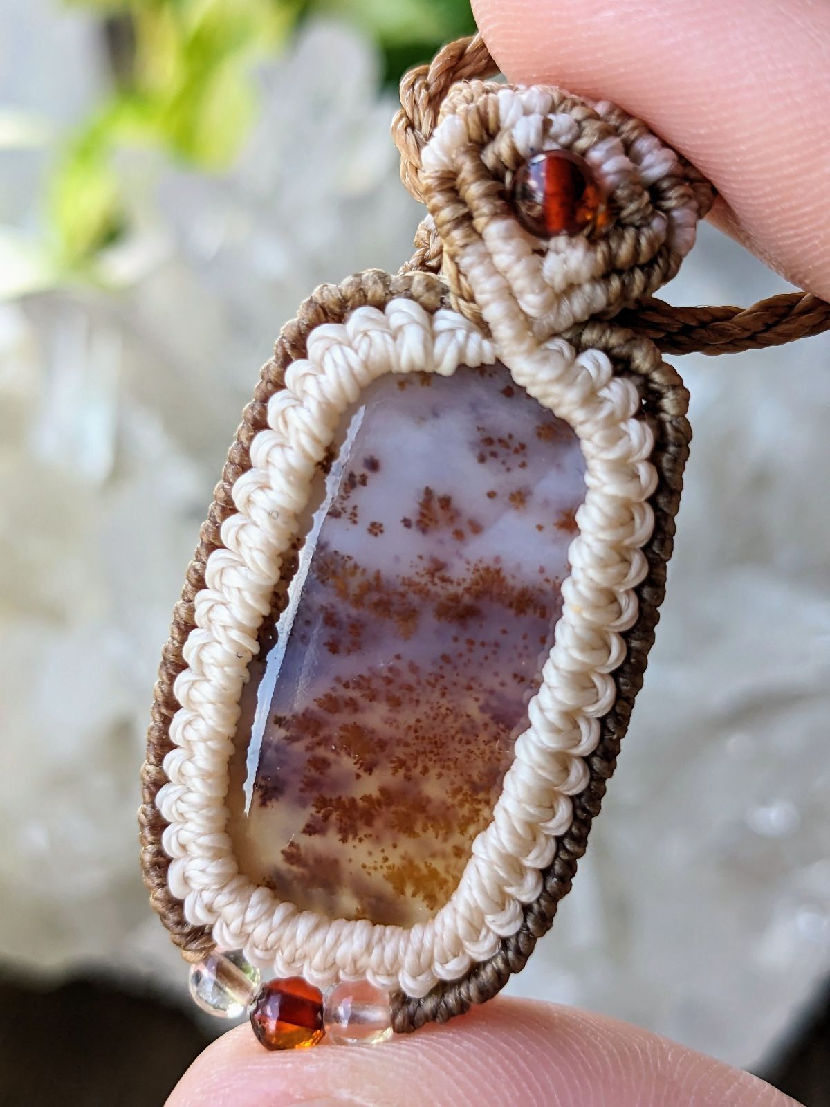 【専用】マクラメ編み エチオピア産　プレシャスオパール マクラメネックレス マクラメ編みネックレス ペリドット＆ムーンストーン（インド産