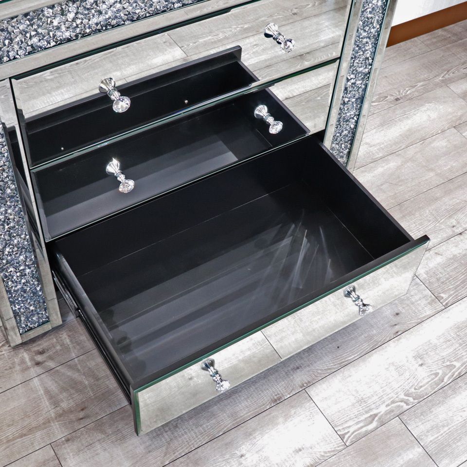 ミラー家具 3段チェスト 90cm ディスプレイスタンド ラインストーン ミラー家具 3段チェスト 90cm ディスプレイスタンド ライン