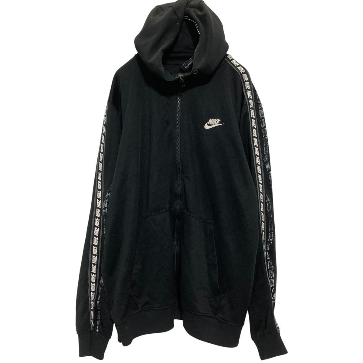 NIKE ジップアップ ジャージ パーカー L ブラック ナイキ 袖ロゴライン 