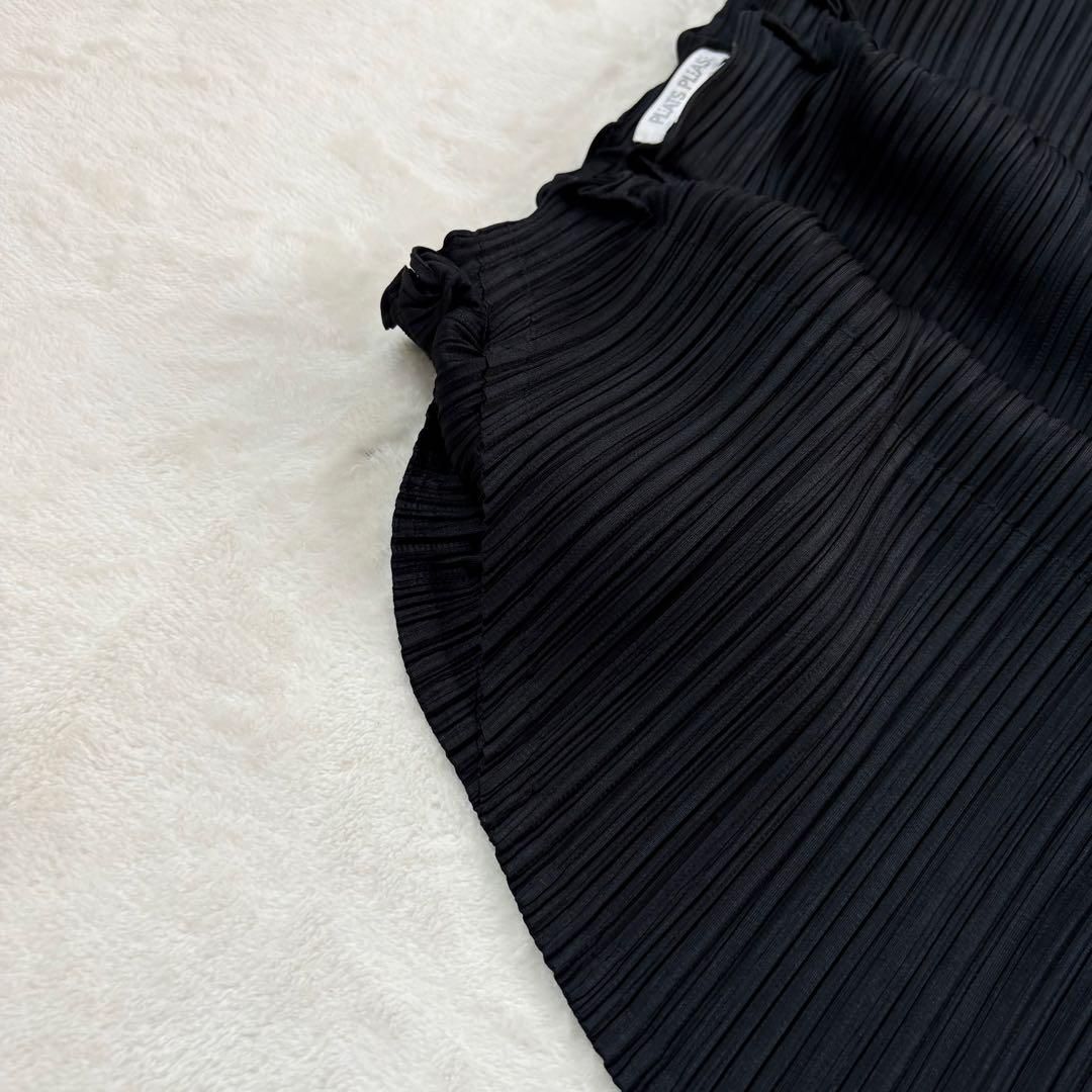 美 PLEATS PLEASE 横段 サルエルパンツ ブラック 黒 DECORATOM_COM_BR