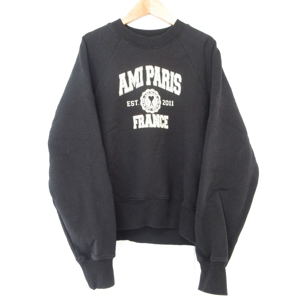 美品 AMI PARIS アミ パリス アレクサンドルマテュッシ カレッジロゴプリント スウェット トレーナー サイズS ネイビー メンズ レディース 古着 中古 USED 美品 AMI PARIS アミ パリス アレクサンドルマテュッシ カレッジロゴ