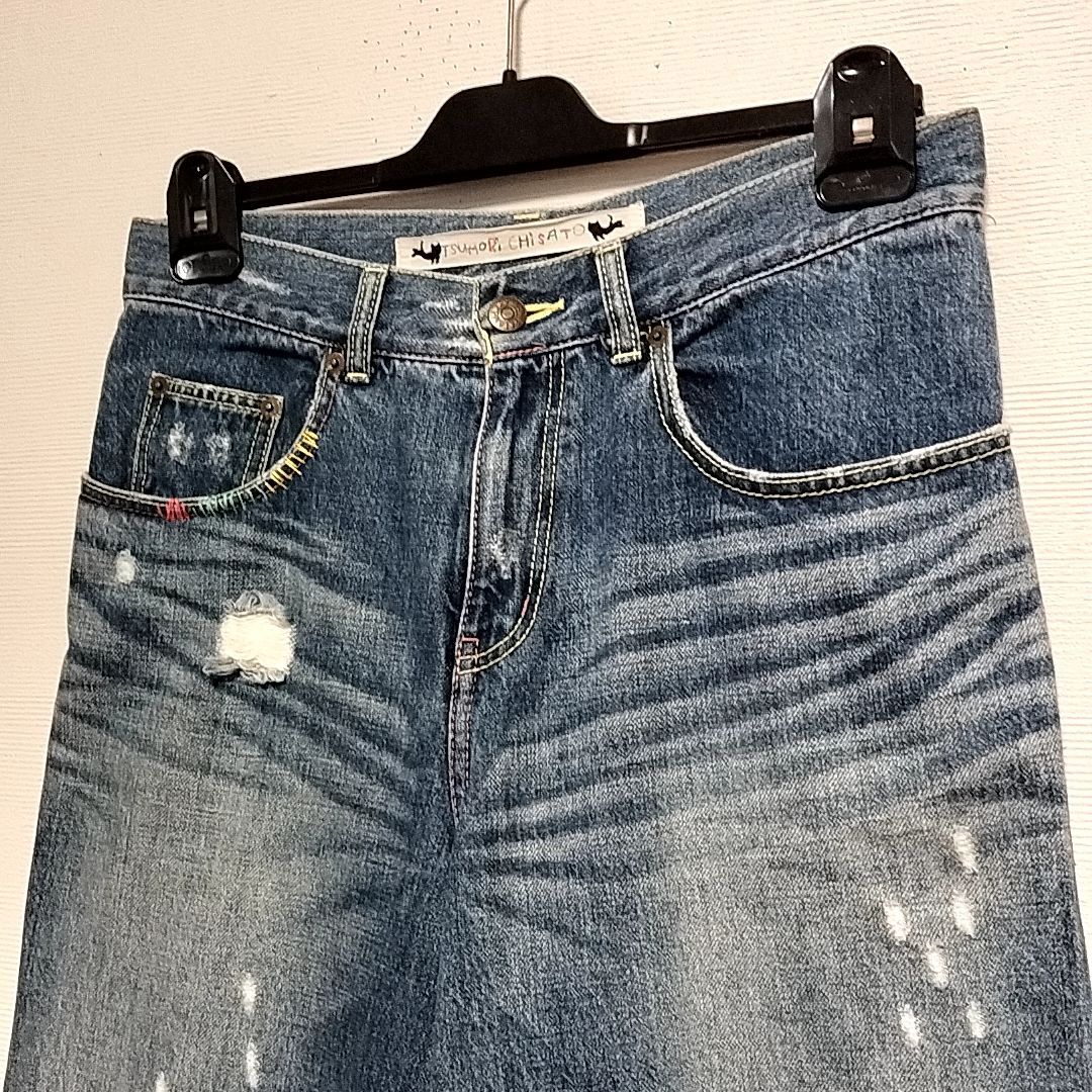 古着 TSUMORI CHISATO ツモリチサト ダメージ加工ヴィンテージデニム 