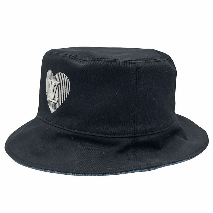 LOUIS VUITTON ルイヴィトン LVキューピット バケットハット M7254M Mサイズ リバーシブル コットン ブラック デニム 帽子