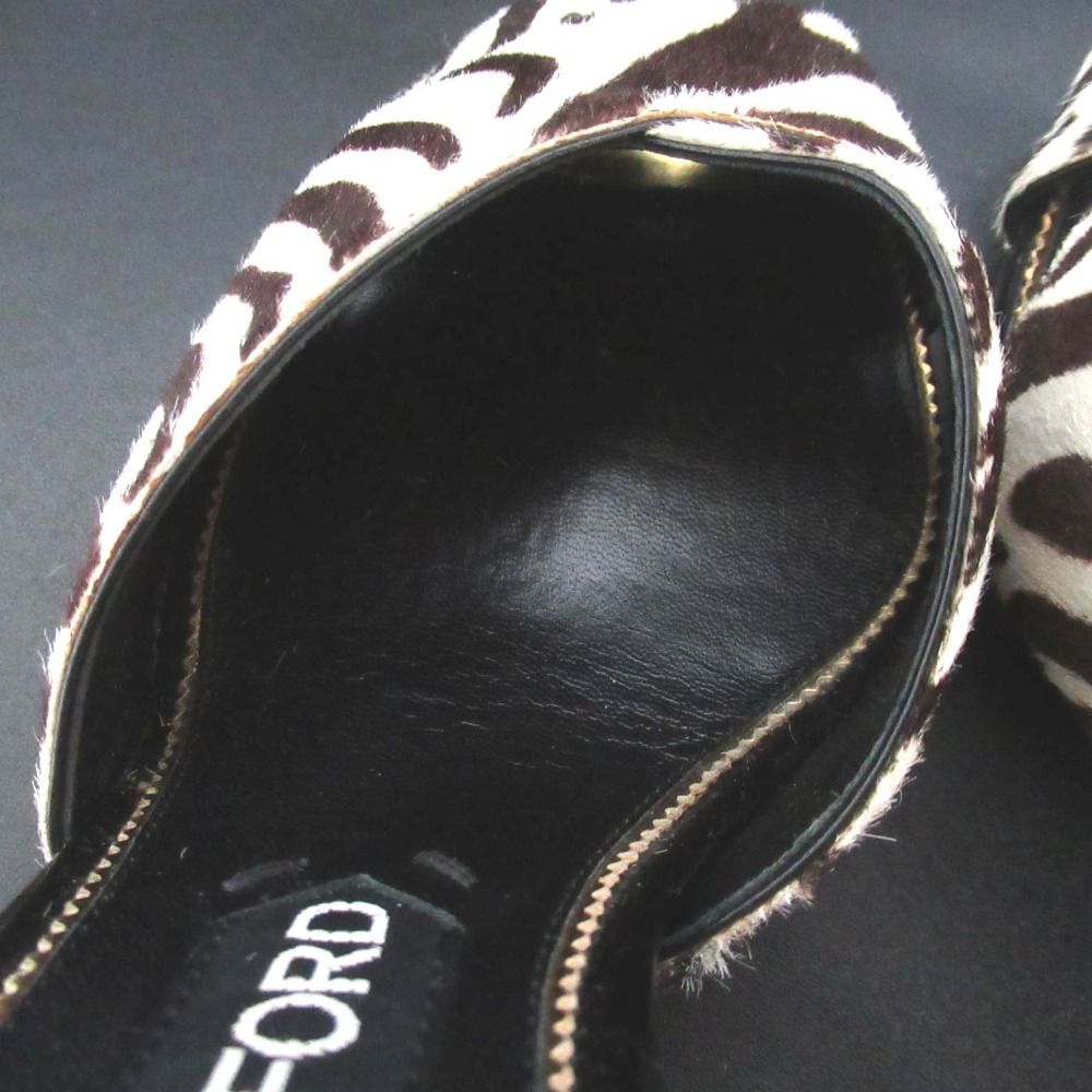 美品 TOM FORD トムフォード ゼブラ柄 ハラコ アンクルストラップ  