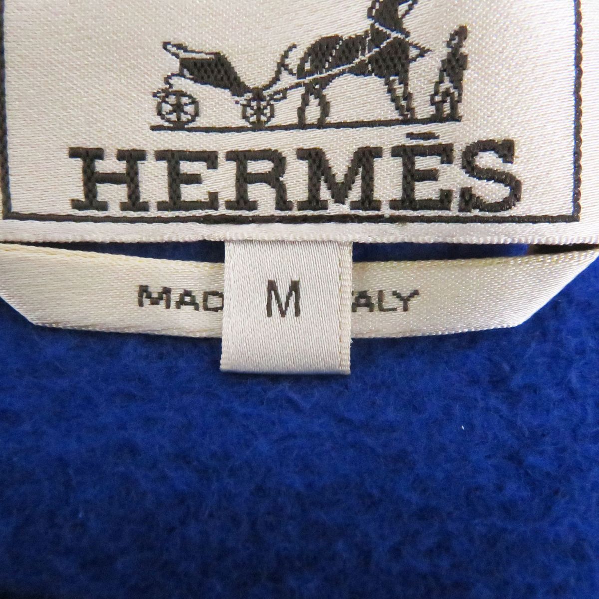 美品□HERMES/エルメス ブラジリアンホース レザーパッチ 裏起毛 長袖 スウェットシャツ/トレーナー ブルーロイヤル M イタリア製 メンズ