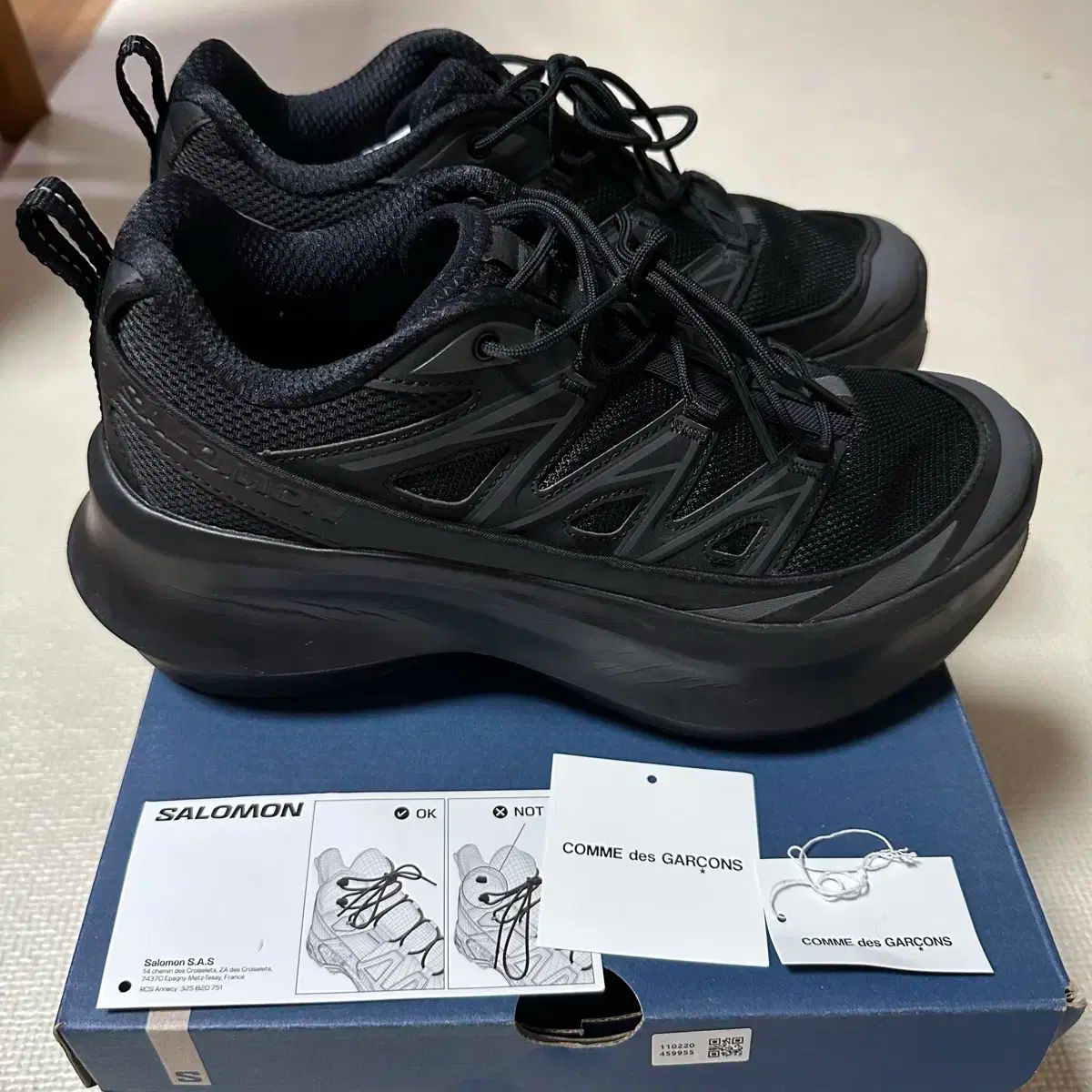 SALOMON COMME des GARCONS ブラック スニーカー 37 SALOMON(サロモン) x COMME des GARCONS(コム・デ・ギャルソン