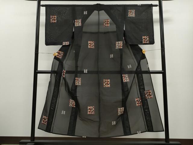 平和屋着物＊夏物 小紋 絽 露芝文 正絹 逸品 CAAV9158gh 平和屋着物