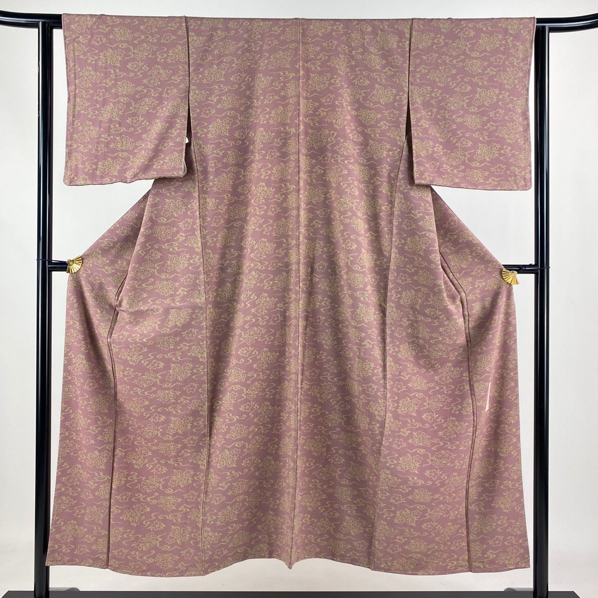 在庫一掃】 小紋 身丈150cm 裄丈62.5cm S 袷 辻村ジュサブロー 落款 桜  