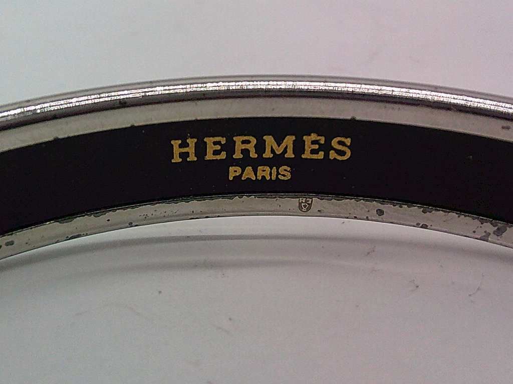 BJS1☆エルメス/HERMES バングル 馬車柄 ライトブルーXシルバー - メルカリ