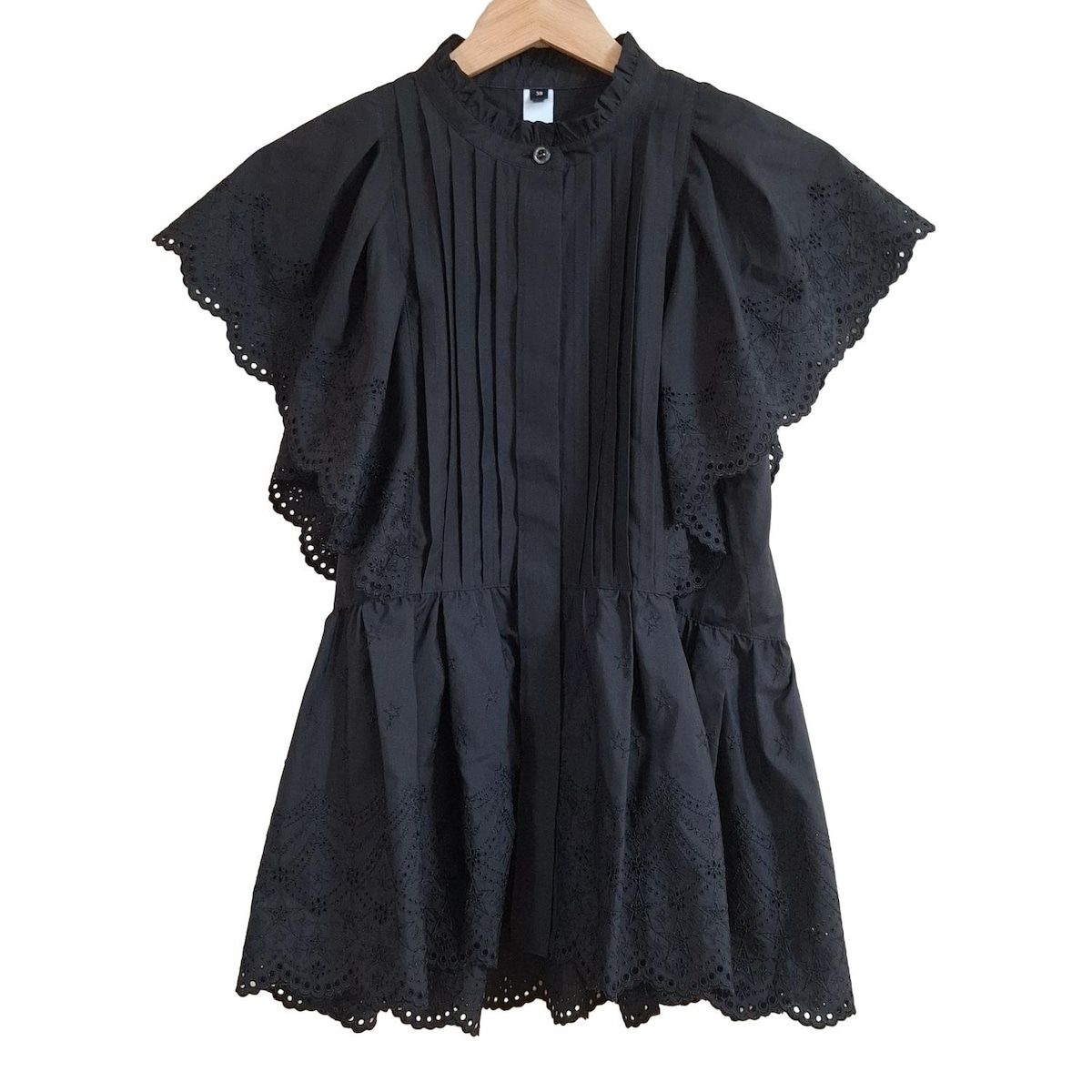 CHONO チョノ チュニック サイズ38 M レディース - 黒 半袖|レース|スター 星