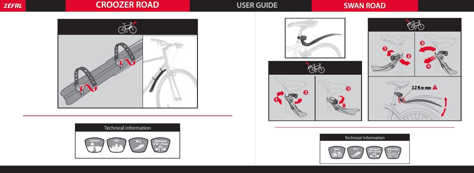 人気商品】ゼファール(Zefal) 前後セット SWAN ROAD+CROOZER ROAD 2473