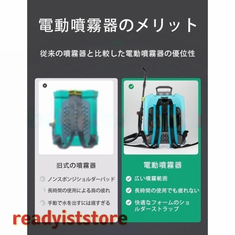 噴霧器電動充電式自動噴霧器コードレス10L大容量タンク12V背負い式電源表示圧力調整連続自動噴霧伸縮チューブ軽量低騒音園芸水やり芝生肥料庭