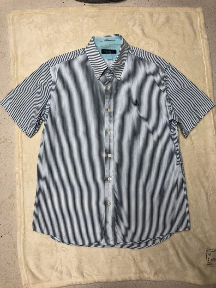 【雷市場（ポンジャン）商品韓国直送】BEAN POLE(ビーンポール) ブルーストライプ 半袖 シャツ 105 スリムフィット