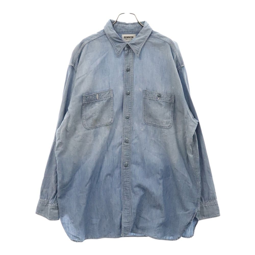 BOWWOW (バウワウ) 23SS ×BEAMS USN CHAMBRAY SHIRTS DUSTY ×ビームス USネイビー シャンブレー 長袖デニムシャツ ダメージ加工