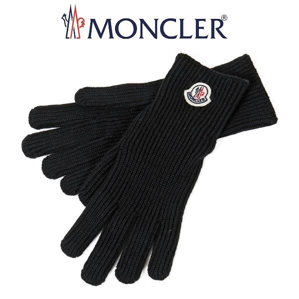 26 MONCLER ロゴワッペン 手袋 グローブ ブラック 0051800 - メルカリ