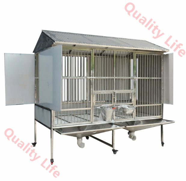 【本日のどっきりセール】 大型ステンレススチール製犬用ケージ 屋外防雨 断熱 トイレ トレイ ユニバーサルホイール あらゆる種類のペットに適した 一体型の2～3部屋の犬小屋 耐荷重500kg 110 75 158cm 質の良い