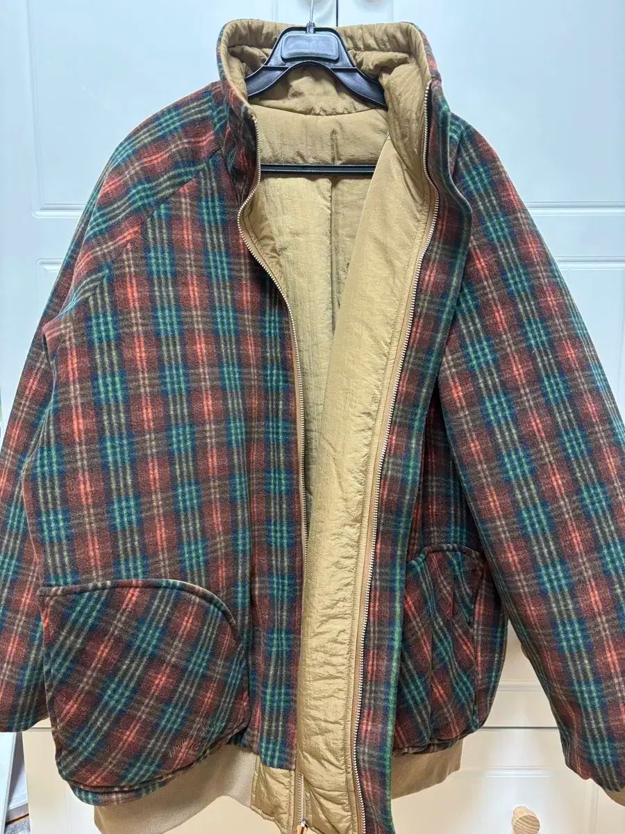 アウロ リバーシブル アウター CHECK キャメル ブラウン GULLKHAN_COM