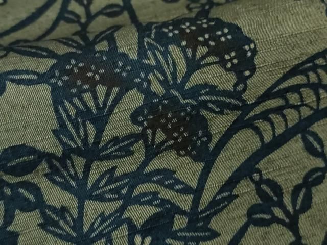 平和屋着物□極上 紬 本藍 型染 草花文 逸品 未使用 DZAA7926kh5