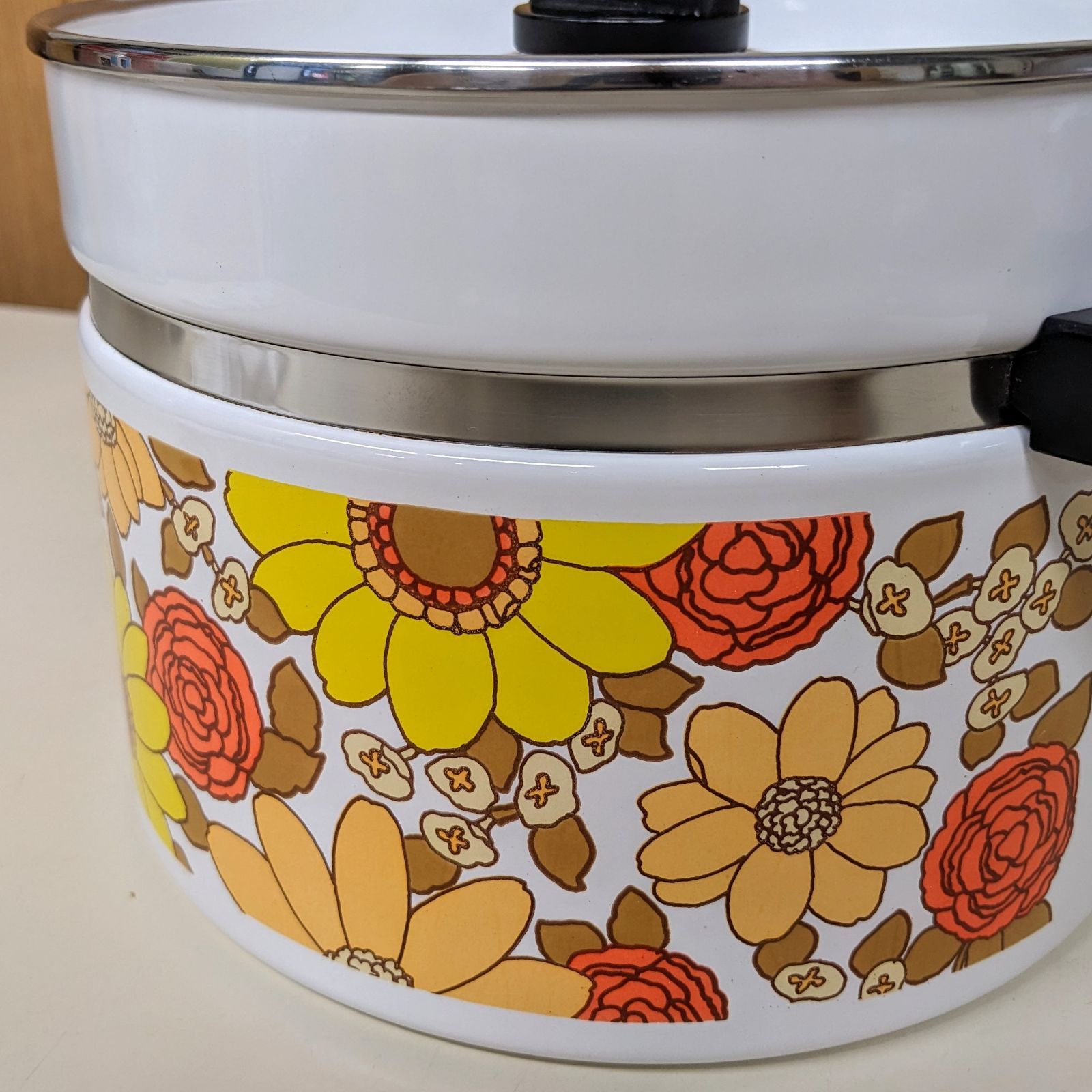 デッドストック】昭和レトロ ZOJIRUSHI/象印 ホーロー両手鍋 20㎝ 北欧