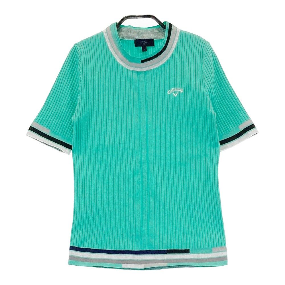 サイズ：L CALLAWAY キャロウェイ 2024年モデル 半袖ニットTシャツ グリーン系 [240101381372] ゴルフウェア レディース ストスト