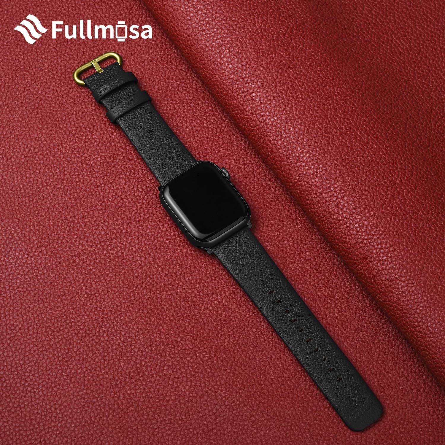 【送料無料 】 38MM/40MM/41MM_ブラック+ゴールデンバックル+ブラックアダプター Fullmosa Apple Watch対応 バンド 38mm 