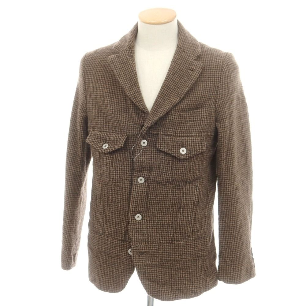 コムデギャルソン オムドゥ COMME des GARCONS HOMME DEUX 2025年秋冬 ウール ガンクラブチェック テーラードジャケット ブラウン系 サイズS メンズ