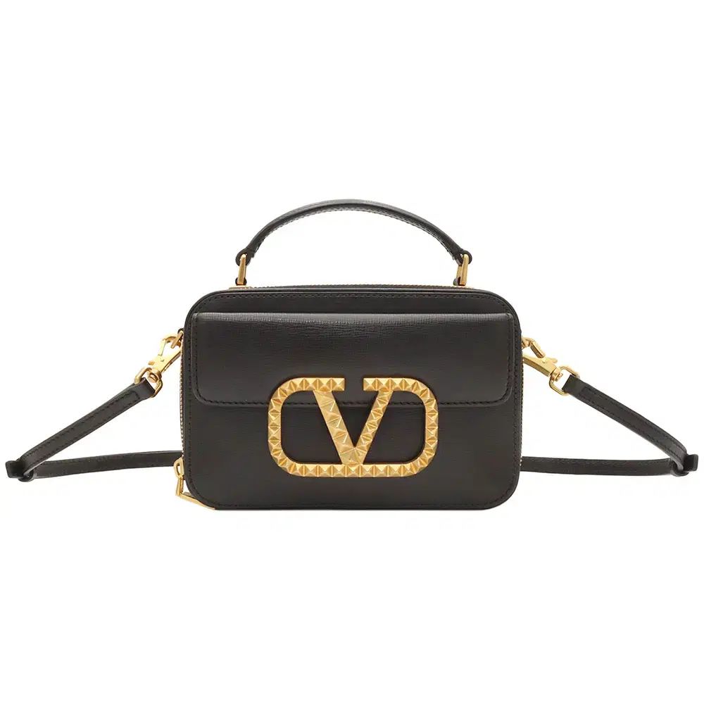 Valentino(ヴァレンティノ) ブラック カーフレザー ロックスタッズ V  