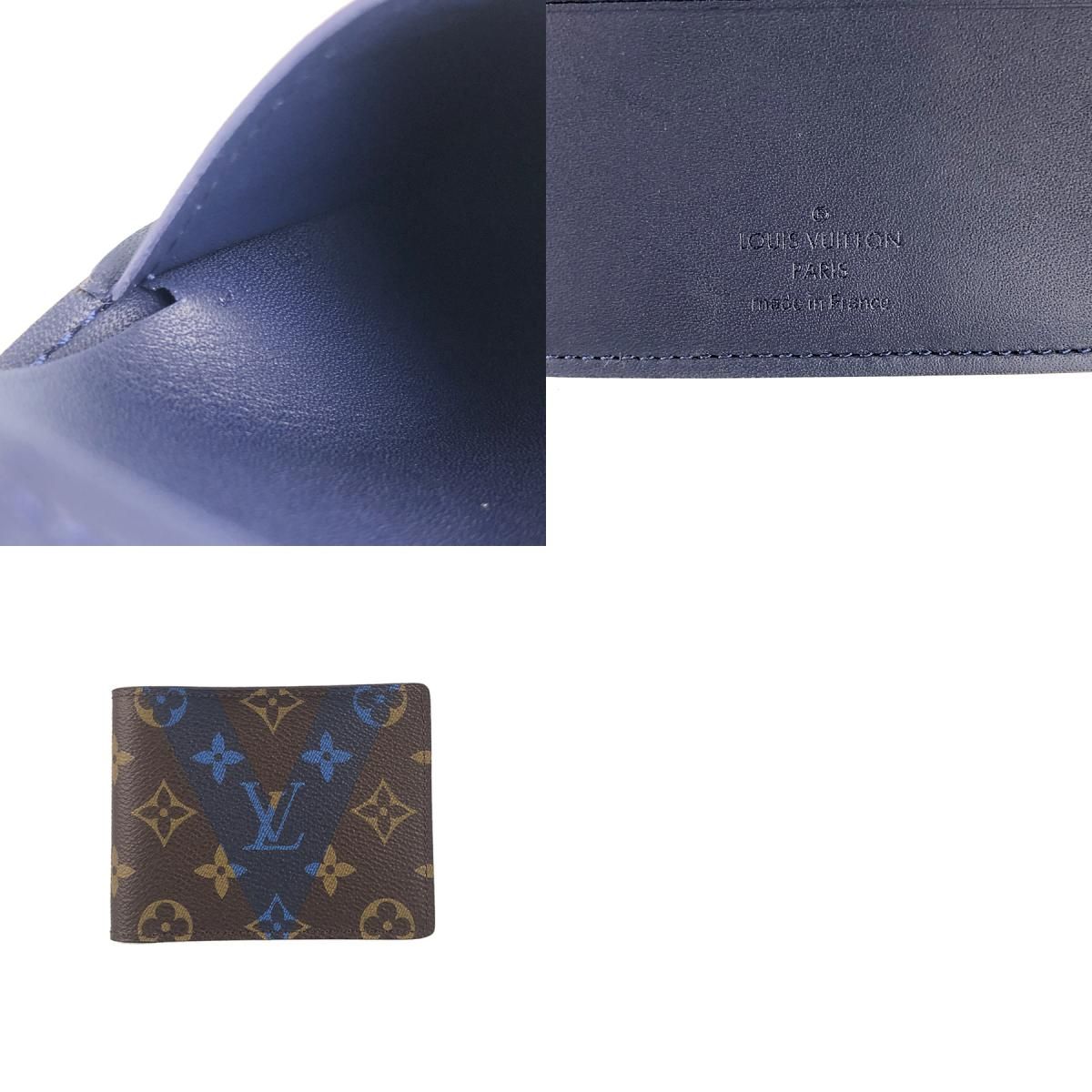 ルイ・ヴィトン LOUIS VUITTON Vシグネチャー ポルトフォイユ ミュルティプル M61169 ブラウン PVC 二つ折り財布 sm【中古】  - メルカリ