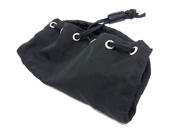 □極美品□ PRADA プラダ テスートナイロン 巾着型 ポーチ
