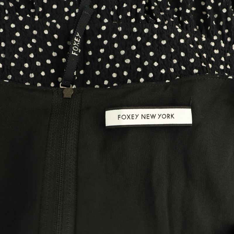 FOXEY NEW YORK ノースリーブワンピース　リボン　黒　サイズ38 フォクシーニューヨーク FOXEY ノースリーブ ワンピース Aライン