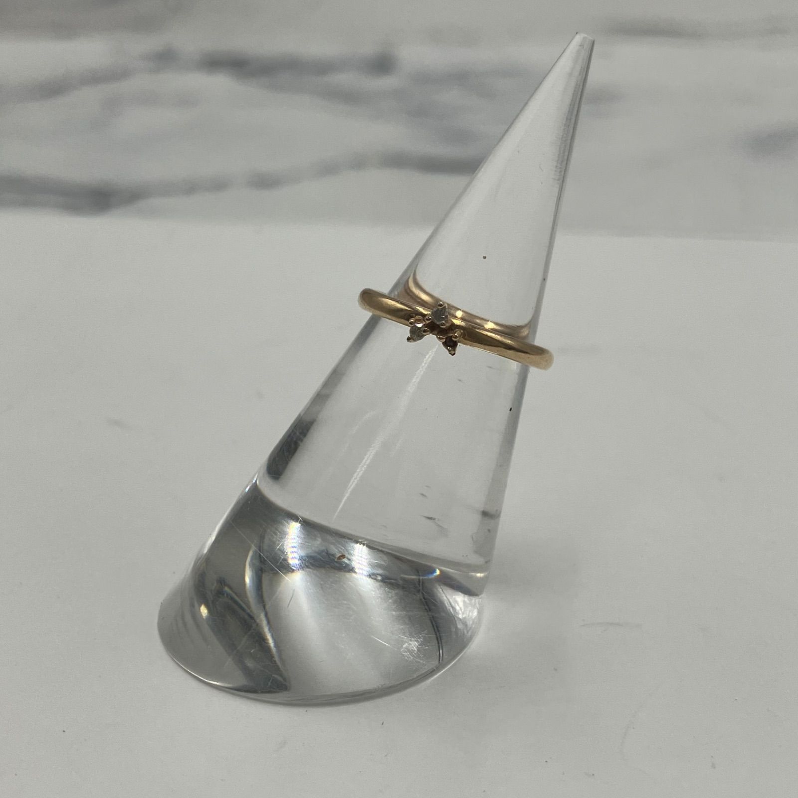 □ 交渉 agete アガット K10リング 0.03ct 総重量1.7g 貴金属アクセサリー レディース 内径約14.8mm