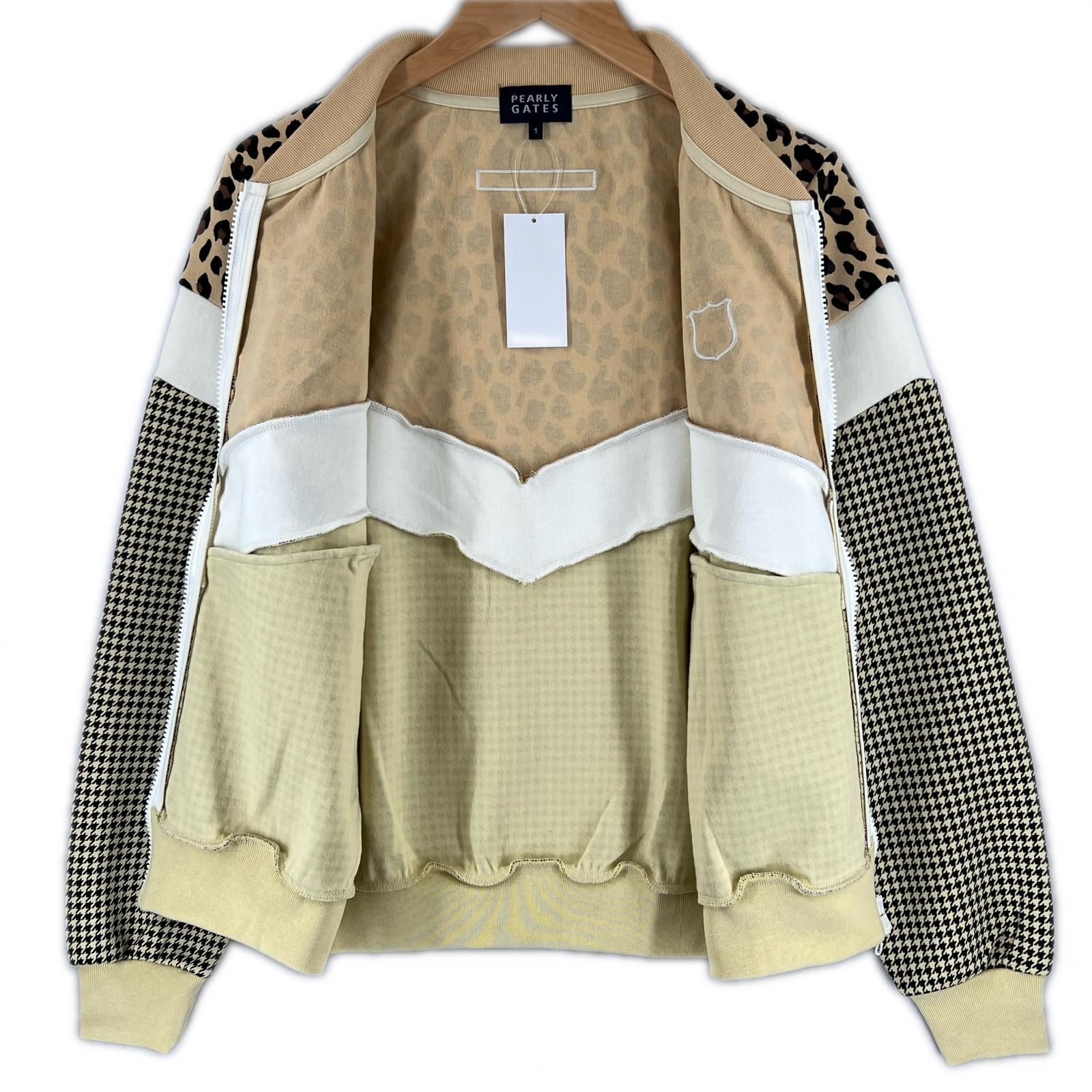 美品 PEARLY GATES パーリーゲイツ ブランドロゴ 秋冬 AW ブルゾン コットン/ポリエステル マルチカラー レディース S レオパード柄　千鳥格子【古着】【中古】 美品 PEARLY GATES パーリーゲイツ ブランドロゴ 秋冬 AW ブルゾン