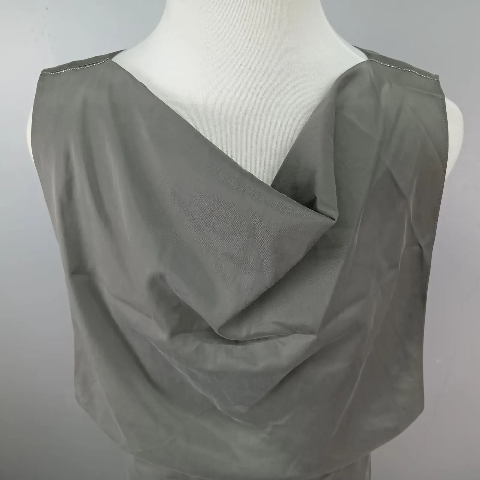 MORABITO スペル　グレー ジュ半袖トップス 38サイズ新品未使用 Tシャツ カットソー オーバーサイズ 七分袖 ハイネック ロング丈