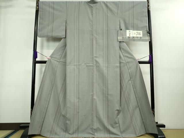 平和屋本店■極上　綿薩摩　東郷織物謹製　手織絣　さつま絣　實篤　永江明夫　灰青色地　高島屋扱い　証紙付き　逸品　DZAA8650kh5 平和屋本店□極上 綿薩摩 東郷織物謹製 手織絣 さつま絣 實篤 永江明夫