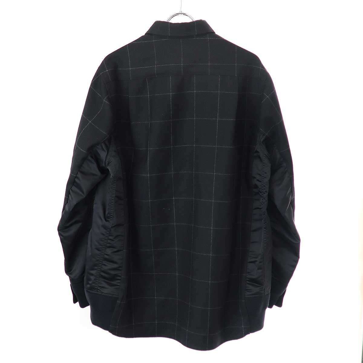 sacai サカイ 24AW Windowpane Shirt ドッキングシャツ