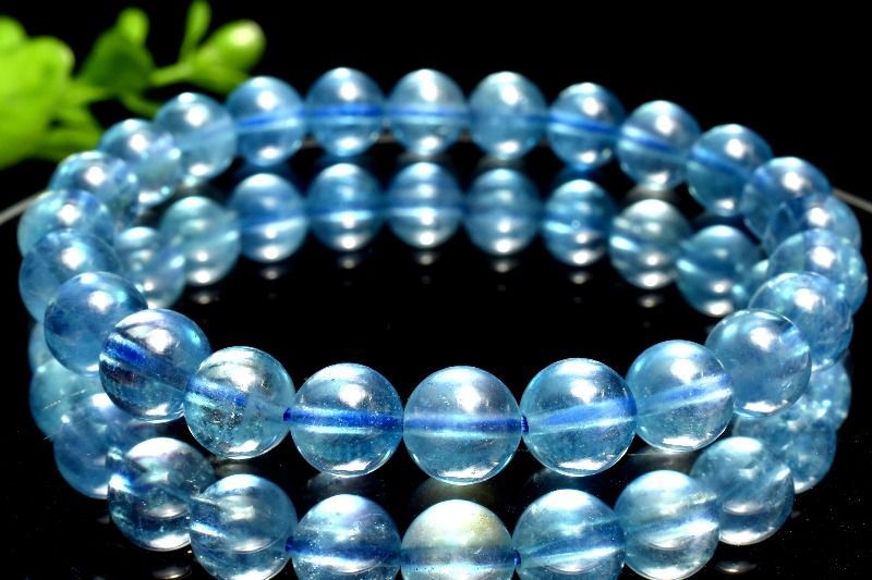 １点物 AAA 瑞々しい サンタマリアアクアマリン 7.5mm ブレスレット パワーストーン 天然石 _MA9546