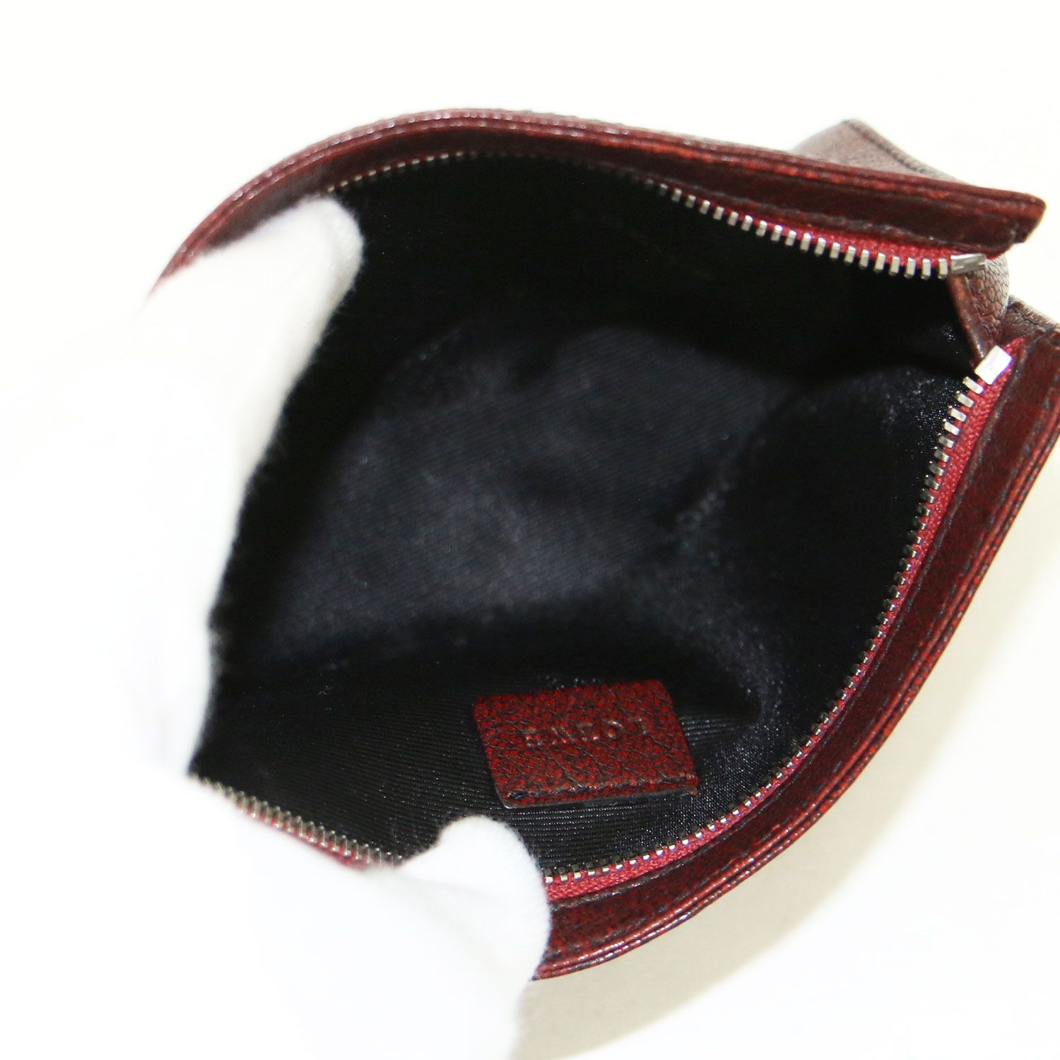 LOEWE ロエベ ポーチ ボルドー系 | レザー スタッズ ファスナー