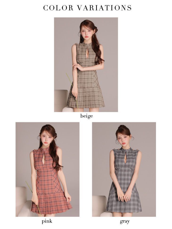 ROBE de FLEURS チェック柄ハイネックドレス ROBE de FLEURS チェック柄ハイネックドレス ROBEdeFLEURS