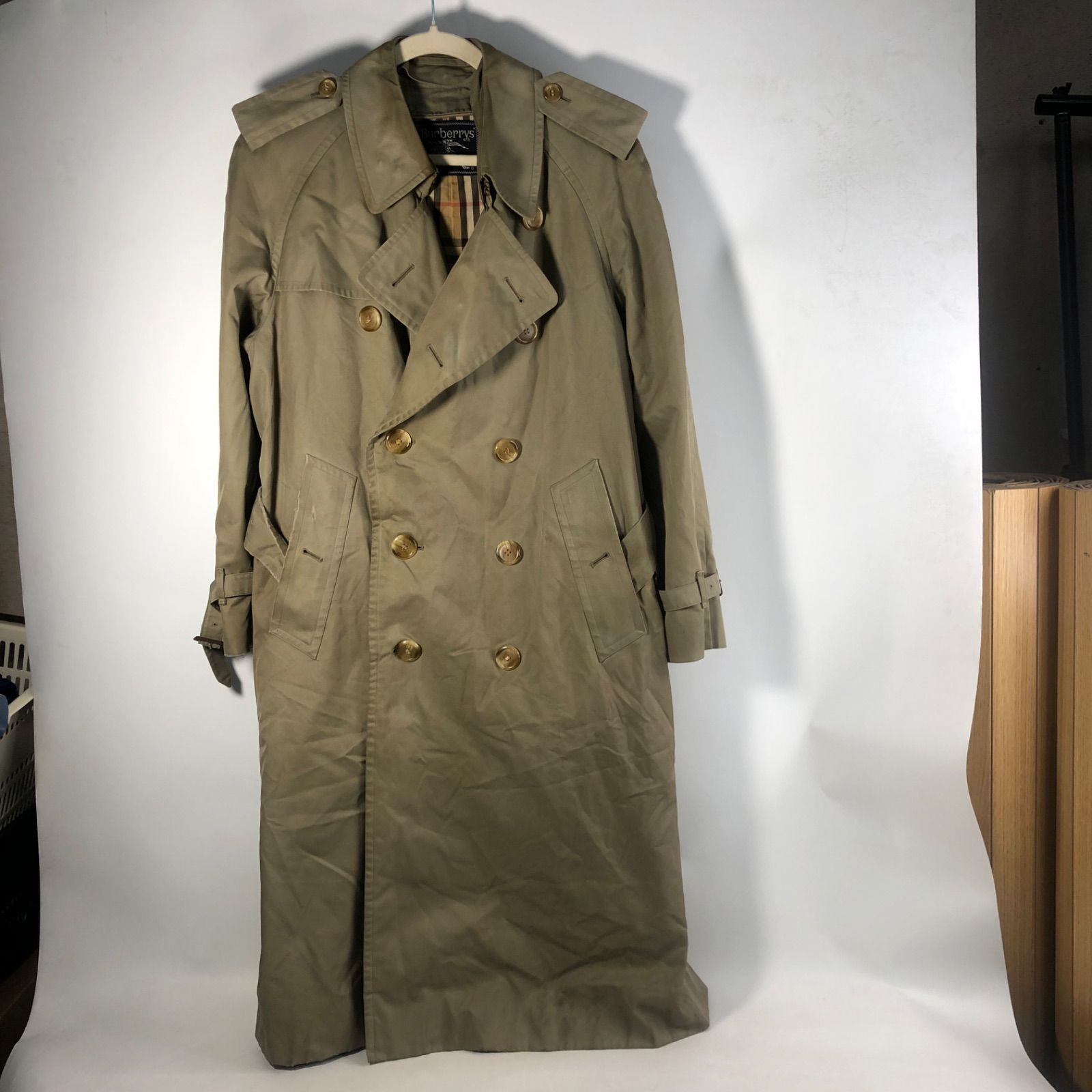 A1024-1-8 BURBERRYS バーバリー メンズ トレンチコート 80 s ノバチェック ライナー付き 170 92 冬服 着丈107cm 身幅63cm
