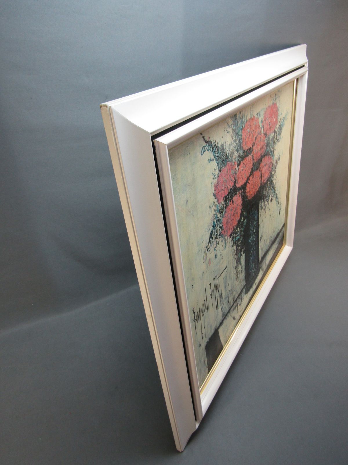 複製画 ベルナール・ビュッフェ 「赤い花」12号 額装品 75x64cm