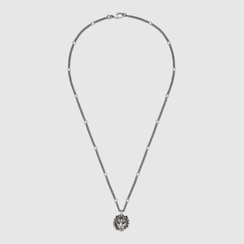 グッチ GUCCI ライオンヘッド ブラッククリスタル ネックレス GUCCI - 美品 グッチ Gucci ライオンヘッド ネックレス ブラック